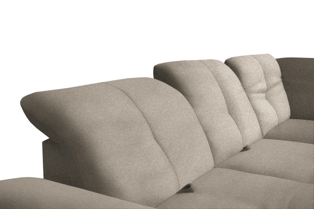 ECKSOFA in Flachgewebe Beige  - Beige/Schwarz, Design, Textil/Metall (242/313cm) - Xora