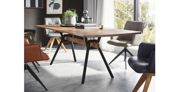 ESSTISCH Eichefarben rechteckig   - Eichefarben/Schwarz, Design, Holz/Metall (220/100/76cm) - Valnatura