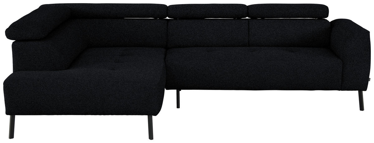 ECKSOFA in Chenille Anthrazit  205/280 cm  - Anthrazit/Schwarz, Design, Textil/Metall (205/280cm) - Xora