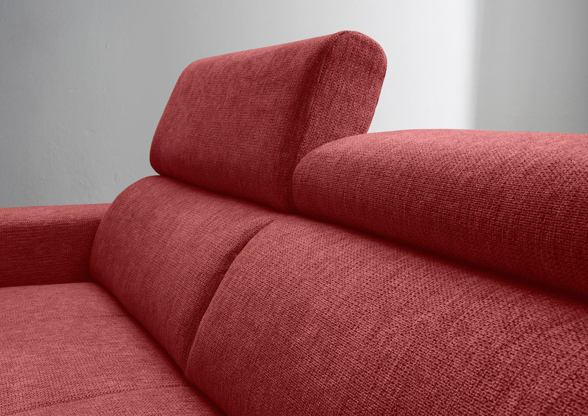 ECKSOFA Rot Chenille  - Rot/Schwarz, KONVENTIONELL, Textil/Metall (276/188cm) - Livetastic