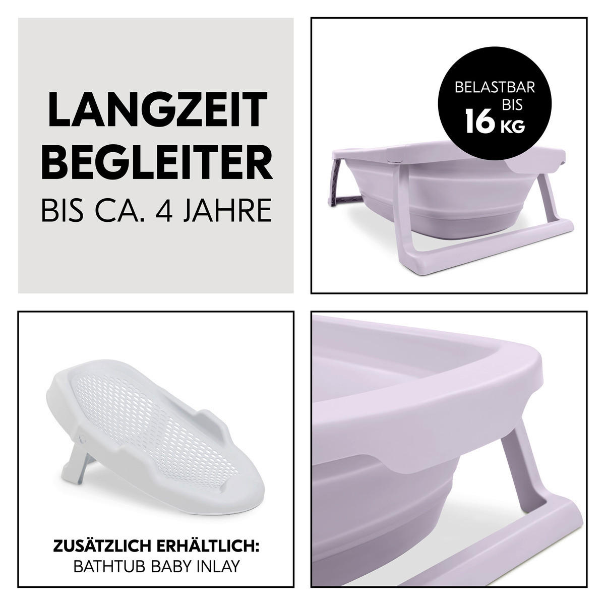 BABYBADEWANNE Wash N Fold  - Lila, Basics, Kunststoff (48/25/80cm) - Hauck