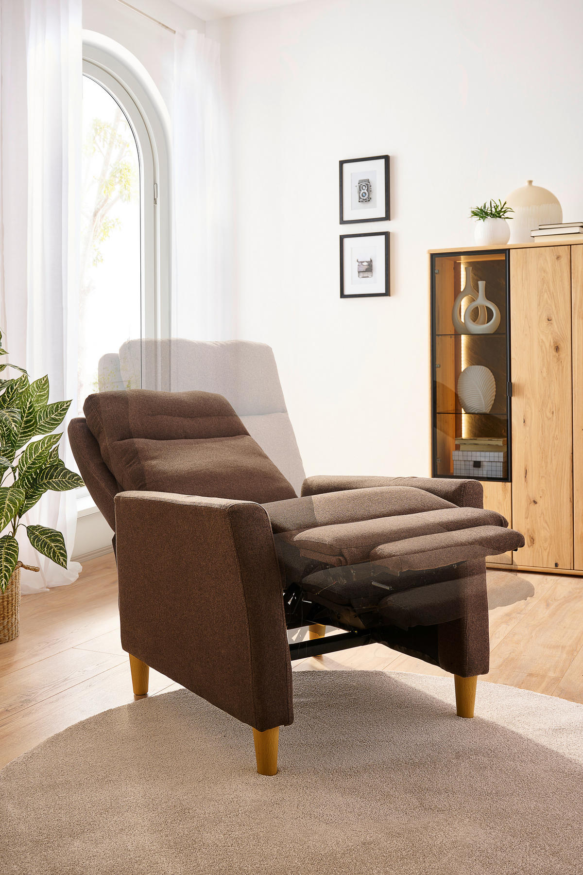 TV-FOTEL - barna/natúr, Design, műanyag/textil (72,5/106-82/89-160cm) - Carryhome