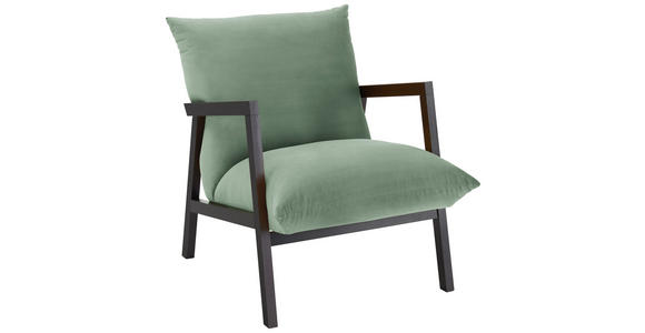 SESSEL in Mikrofaser Mintgrün - Wengefarben/Mintgrün, Design, Holz/Textil (63/76/80cm) - Carryhome