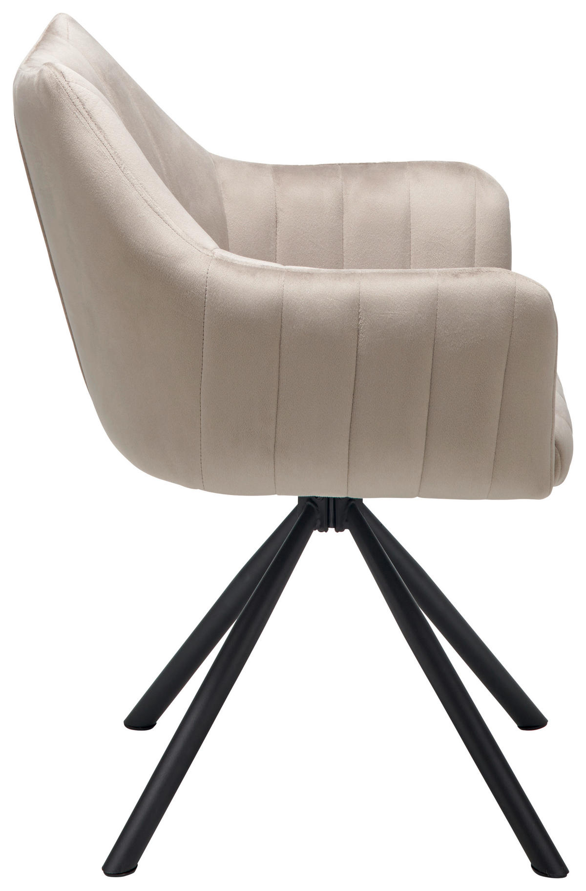 ARMLEHNSTUHL  in Eisen Samt  - Beige/Schwarz, Lifestyle, Textil/Metall (60/83/59cm) - MID.YOU