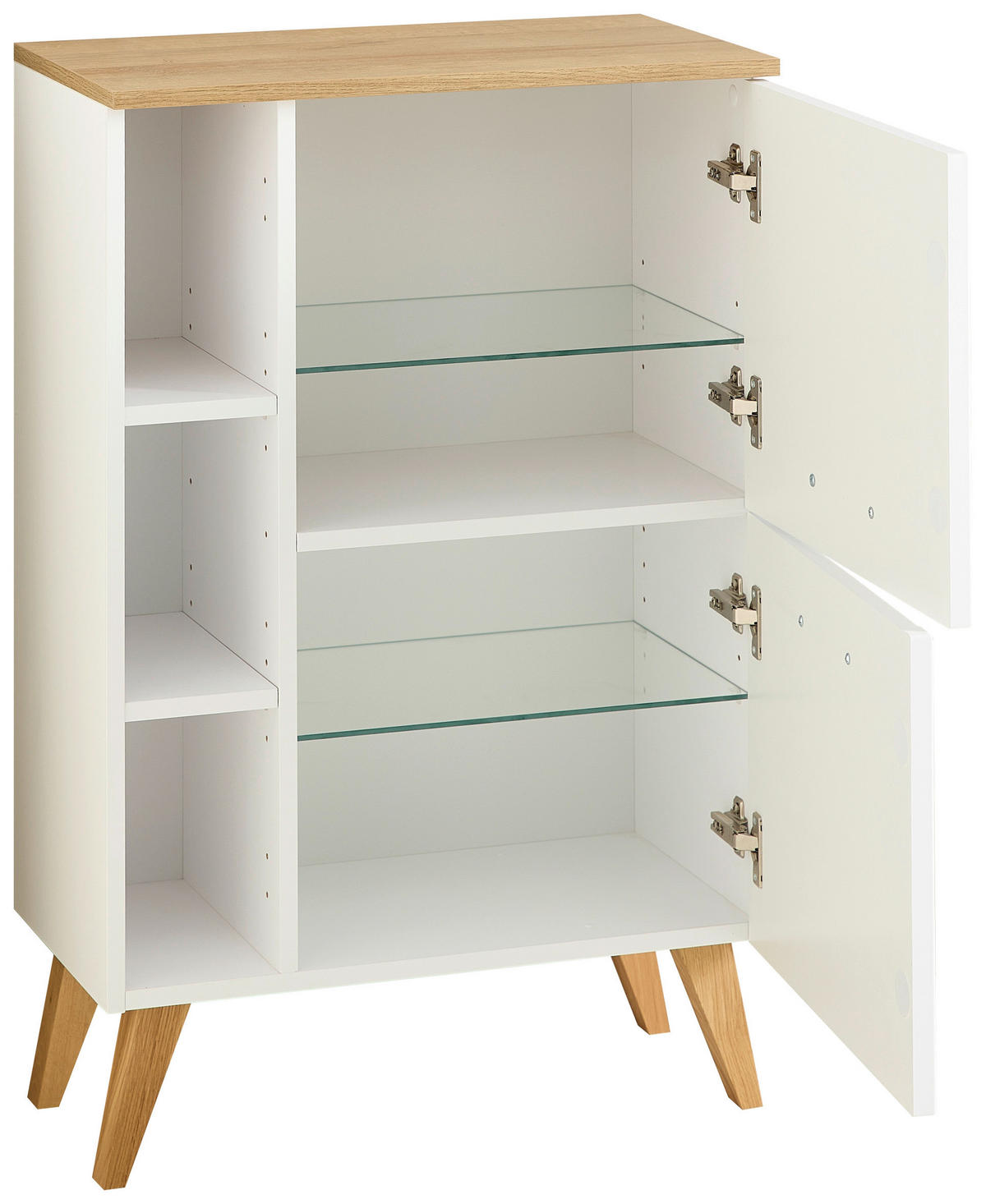 UNTERSCHRANK 60,2/76,8/32,5 cm   - Eichefarben/Weiß, KONVENTIONELL, Glas/Holz (60,2/76,8/32,5cm) - Xora