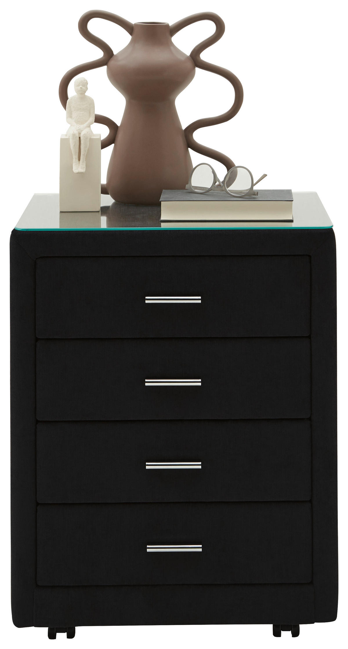 NACHTSCHRANK 50/64/41,5 cm  - Chromfarben/Anthrazit, KONVENTIONELL, Glas/Textil (50/64/41,5cm) - Dieter Knoll