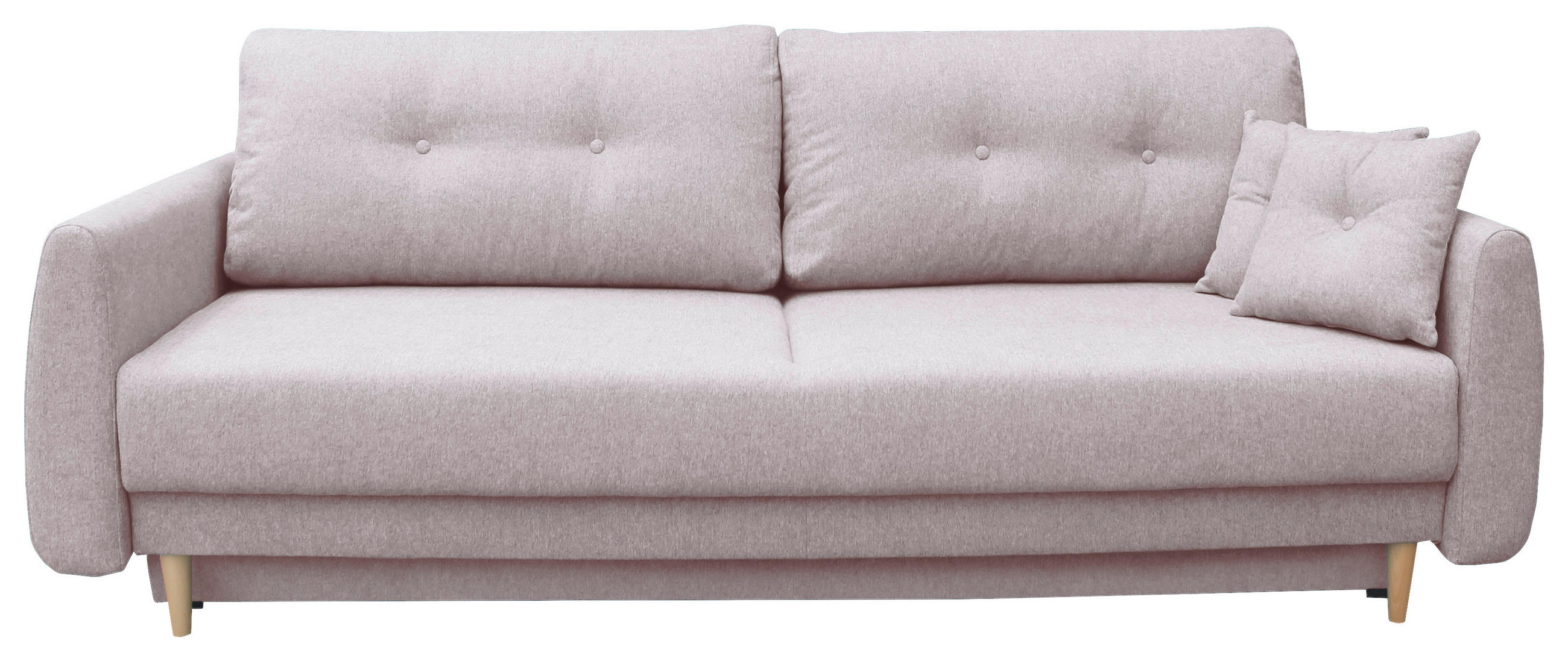 SCHLAFSOFA Webstoff Rosa  - Buchefarben/Rosa, KONVENTIONELL, Holz/Textil (220/90/95cm) - Carryhome