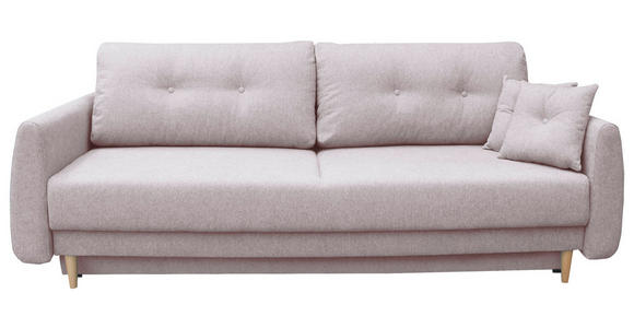 SCHLAFSOFA Webstoff Rosa  - Buchefarben/Rosa, KONVENTIONELL, Holz/Textil (220/90/95cm) - Carryhome