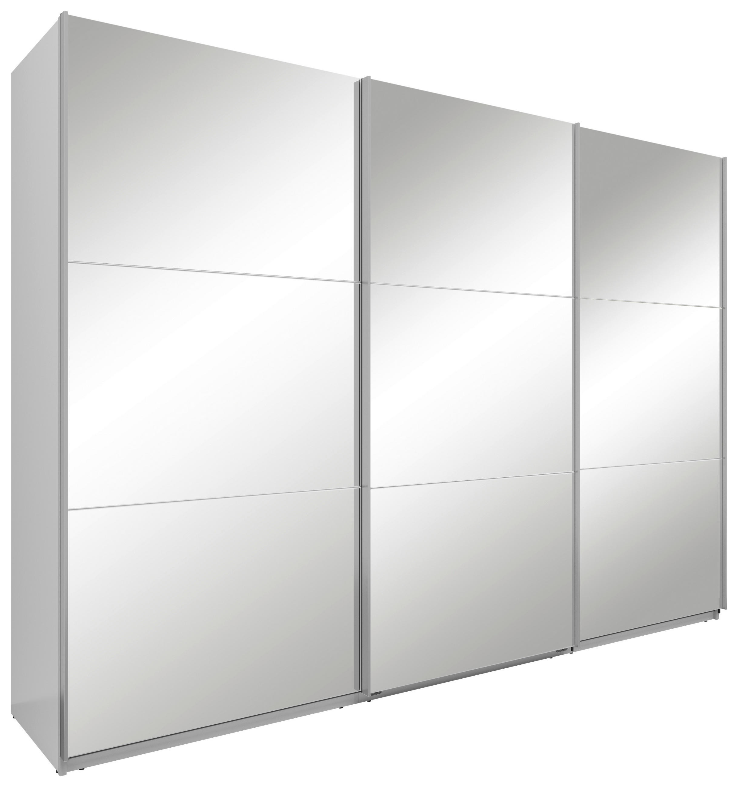 SCHWEBETÜRENSCHRANK  in Weiß  - Silberfarben/Weiß, Basics, Glas/Holzwerkstoff (300/216/64cm) - Boxxx