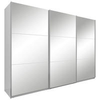 SCHWEBETÜRENSCHRANK 300/216/64 cm 3-türig Weiß  - Silberfarben/Weiß, Basics, Glas/Holzwerkstoff (300/216/64cm) - Boxxx