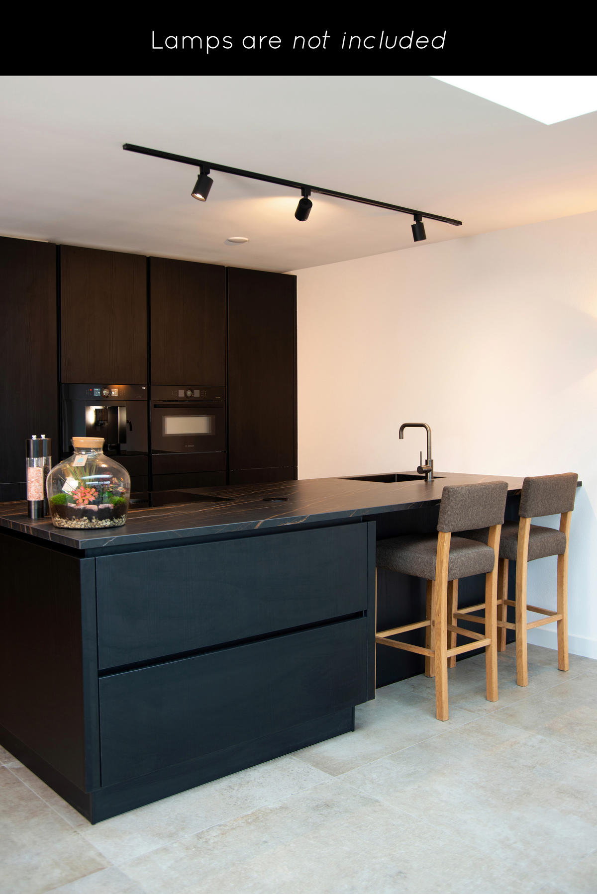 SCHIENENSYSTEM Track 200/16.5/7.5 cm  - Schwarz, Design, Metall (200/16.5/7.5cm) - Lucide