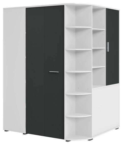 BEGEHBARER ECKSCHRANK Graphitfarben, Weiß 124/199/148 cm  - Alufarben/Graphitfarben, KONVENTIONELL, Holzwerkstoff/Kunststoff (124/199/148cm) - Boxxx