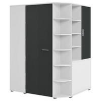BEGEHBARER ECKSCHRANK Graphitfarben, Weiß 124/199/148 cm  - Alufarben/Graphitfarben, KONVENTIONELL, Holzwerkstoff/Kunststoff (124/199/148cm) - Boxxx