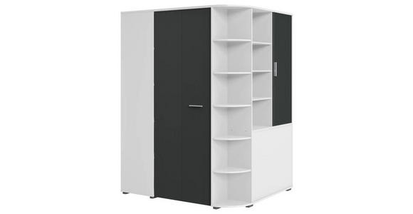 BEGEHBARER ECKSCHRANK Graphitfarben, Weiß 124/199/148 cm  - Alufarben/Graphitfarben, KONVENTIONELL, Holzwerkstoff/Kunststoff (124/199/148cm) - Carryhome