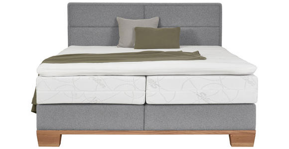 BOXSPRINGBETT 160/200 cm in Eichefarben, Hellgrau - Eichefarben/Hellgrau, Natur, Holz/Textil (160/200cm) - Valnatura