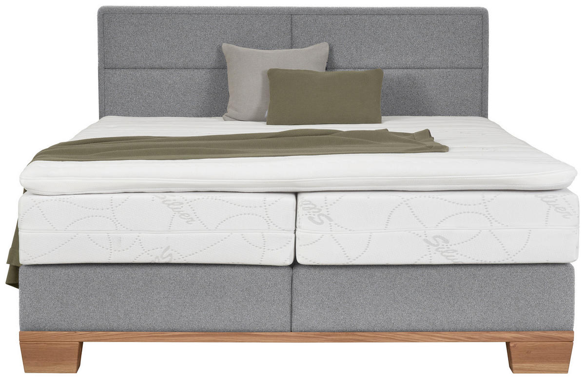 BOXSPRINGBETT 200/200 cm  in Eichefarben, Hellgrau  - Eichefarben/Hellgrau, Natur, Holz/Textil (200/200cm) - Valnatura
