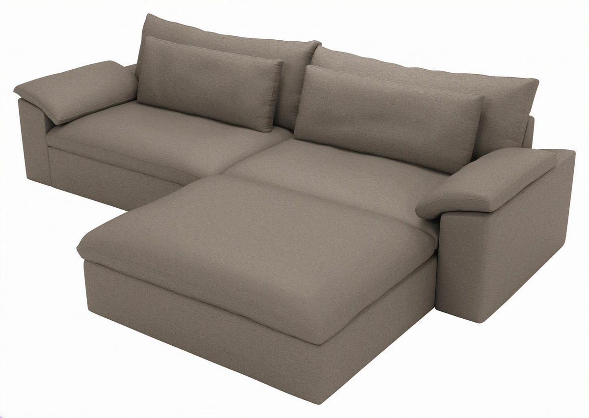 ECKSOFA Flachgewebe Greige  - Greige/Schwarz, Modern, Kunststoff/Textil (306/198cm) - Carryhome