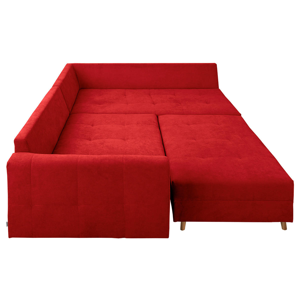 ECKSOFA inkl. Hocker Ariella in Mikrofaser Rot  161/231 cm  - Rot/Naturfarben, Design, Holz/Textil (161/231cm) - Livetastic