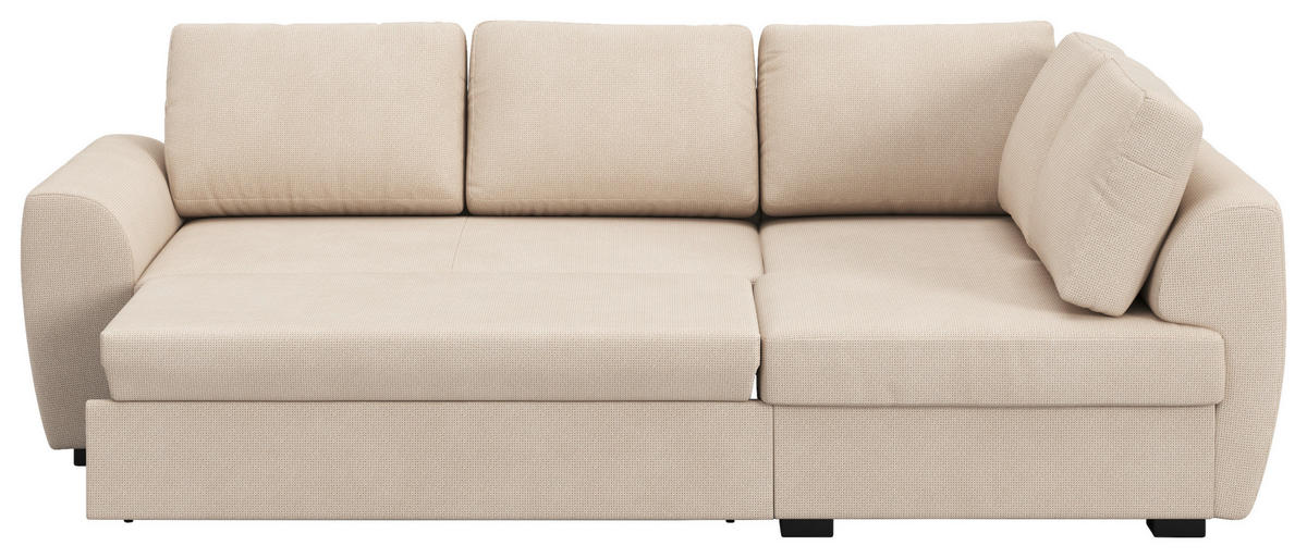 ECKSOFA  in Mikrofaser Naturfarben  253/154 cm  - Schwarz/Naturfarben, Trend, Kunststoff/Textil (253/154cm) - MID.YOU