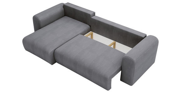 ECKSOFA Dunkelgrau Cord  - Dunkelgrau/Schwarz, MODERN, Kunststoff/Textil (150/245cm) - Carryhome