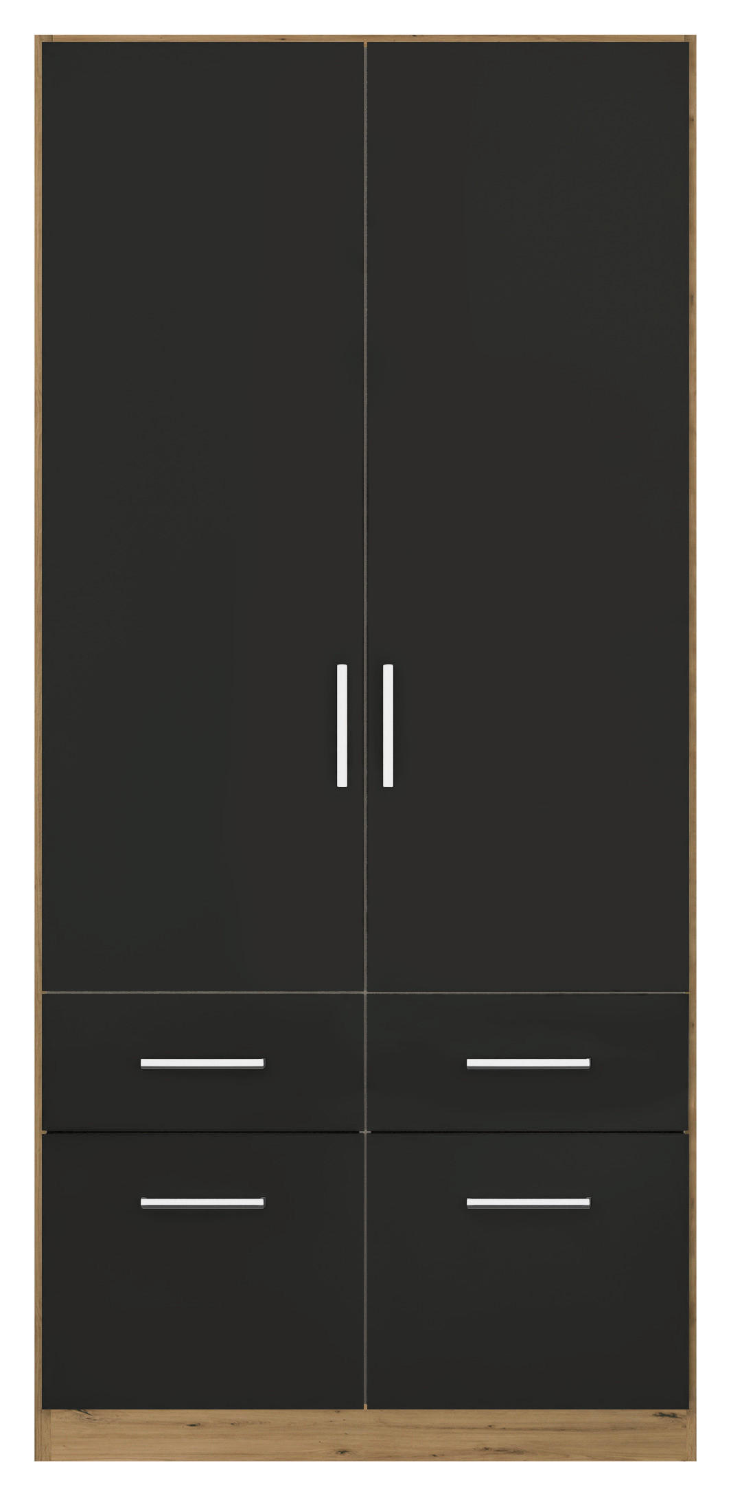 DREHTÜRENSCHRANK 91/210/54 cm 2-türig Grau, Eiche Artisan  - Chromfarben/Eiche Artisan, MODERN, Holzwerkstoff/Kunststoff (91/210/54cm) - Rauch Möbel