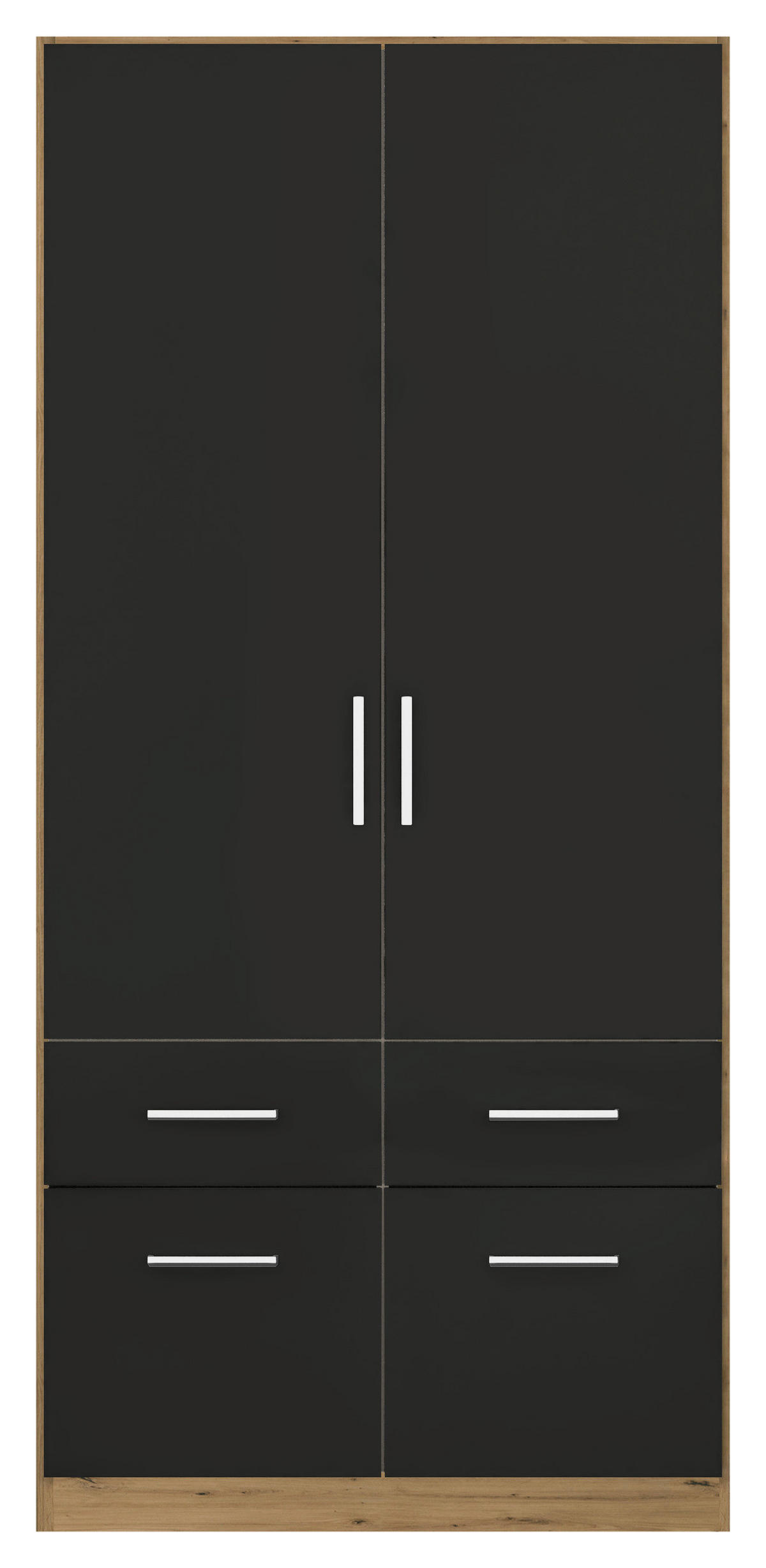 DREHTÜRENSCHRANK in Eiche Artisan, Grau  - Chromfarben/Eiche Artisan, Modern, Holzwerkstoff/Kunststoff (91/210/54cm) - Rauch Möbel