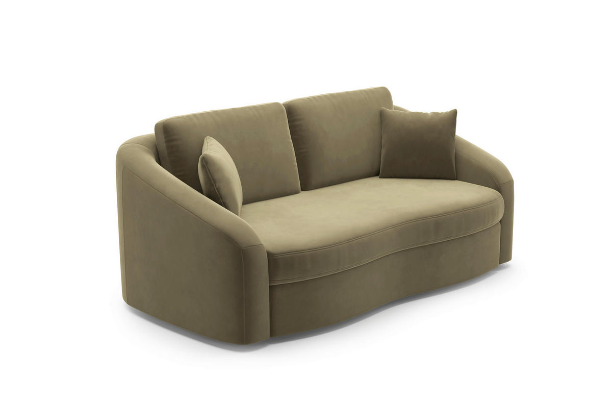 2,5-SITZER in Samt Olivgrün  - Schwarz/Olivgrün, Modern, Kunststoff/Textil (196/88/107cm) - Sit & More