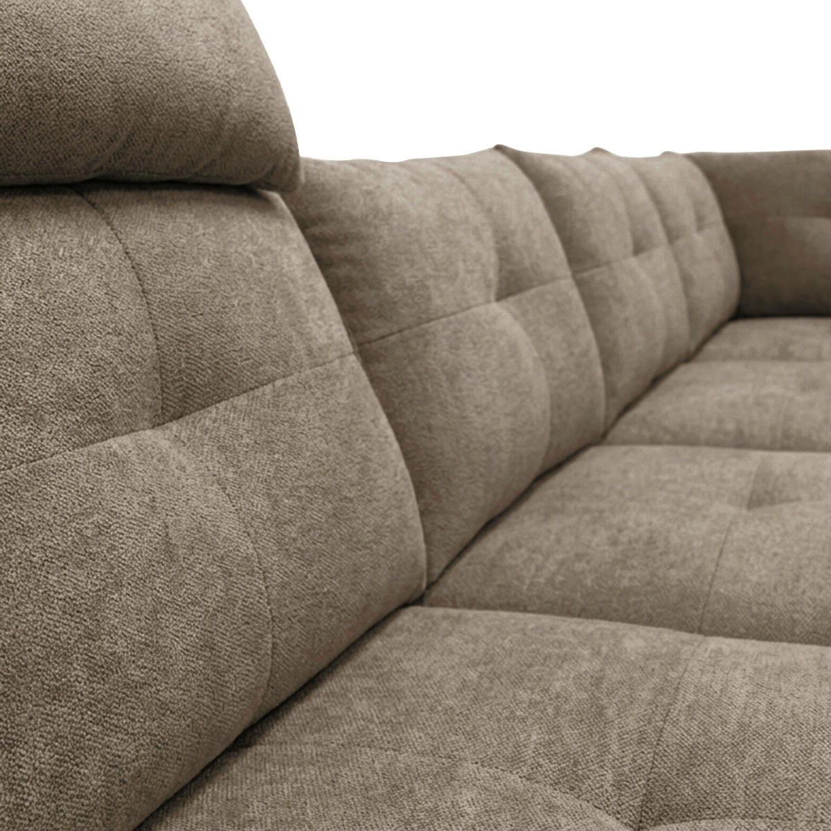 WOHNLANDSCHAFT SOLEI U in Chenille Taupe  - Taupe/Schwarz, Design, Kunststoff/Textil (188/334/184cm) - MID.YOU