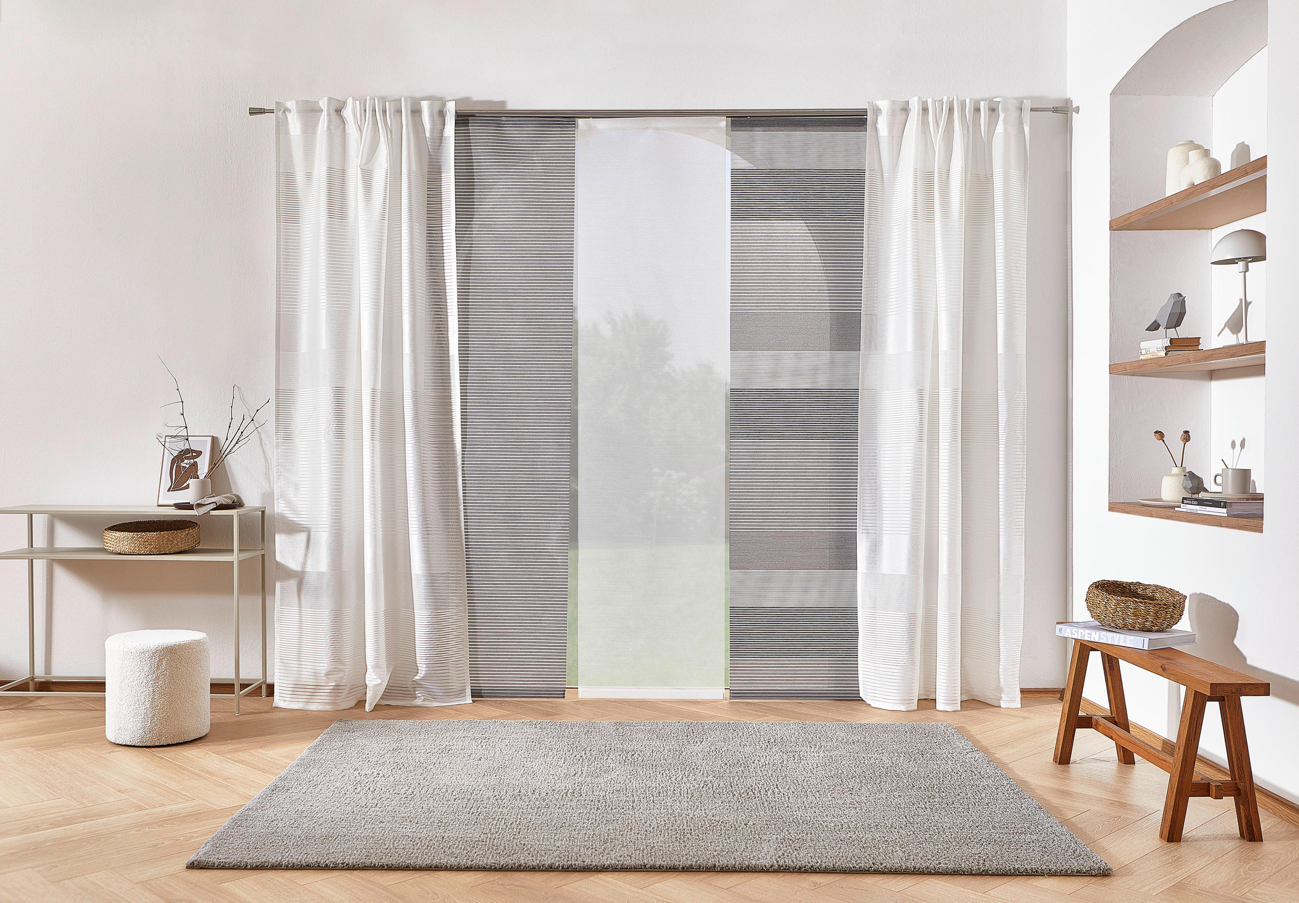 FLÄCHENVORHANG   halbtransparent  60/245 cm   - Anthrazit, Basics, Textil (60/245cm) - Novel
