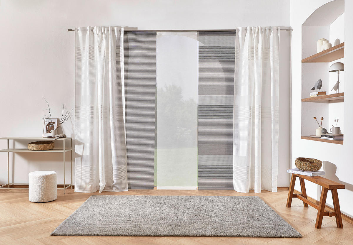 FLÄCHENVORHANG   halbtransparent  60/245 cm   - Anthrazit, Basics, Textil (60/245cm) - Novel