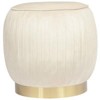HOCKER in Textil Creme  - Goldfarben/Creme, Design, Textil/Metall (43/42cm) - Kayoom