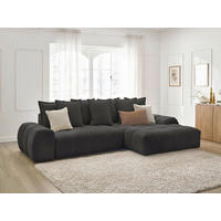 ECKSCHLAFSOFA EVEREST  mit Rücken echt, Armteil links, Armteil rechts Struktur Schwarz  - Schwarz, MODERN, Kunststoff/Textil (318/180cm) - Livetastic