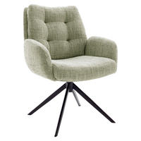 ARMLEHNSTUHL  in Stahl Webstoff  - Schwarz/Olivgrün, Design, Textil/Metall (72/95/77cm) - Novel