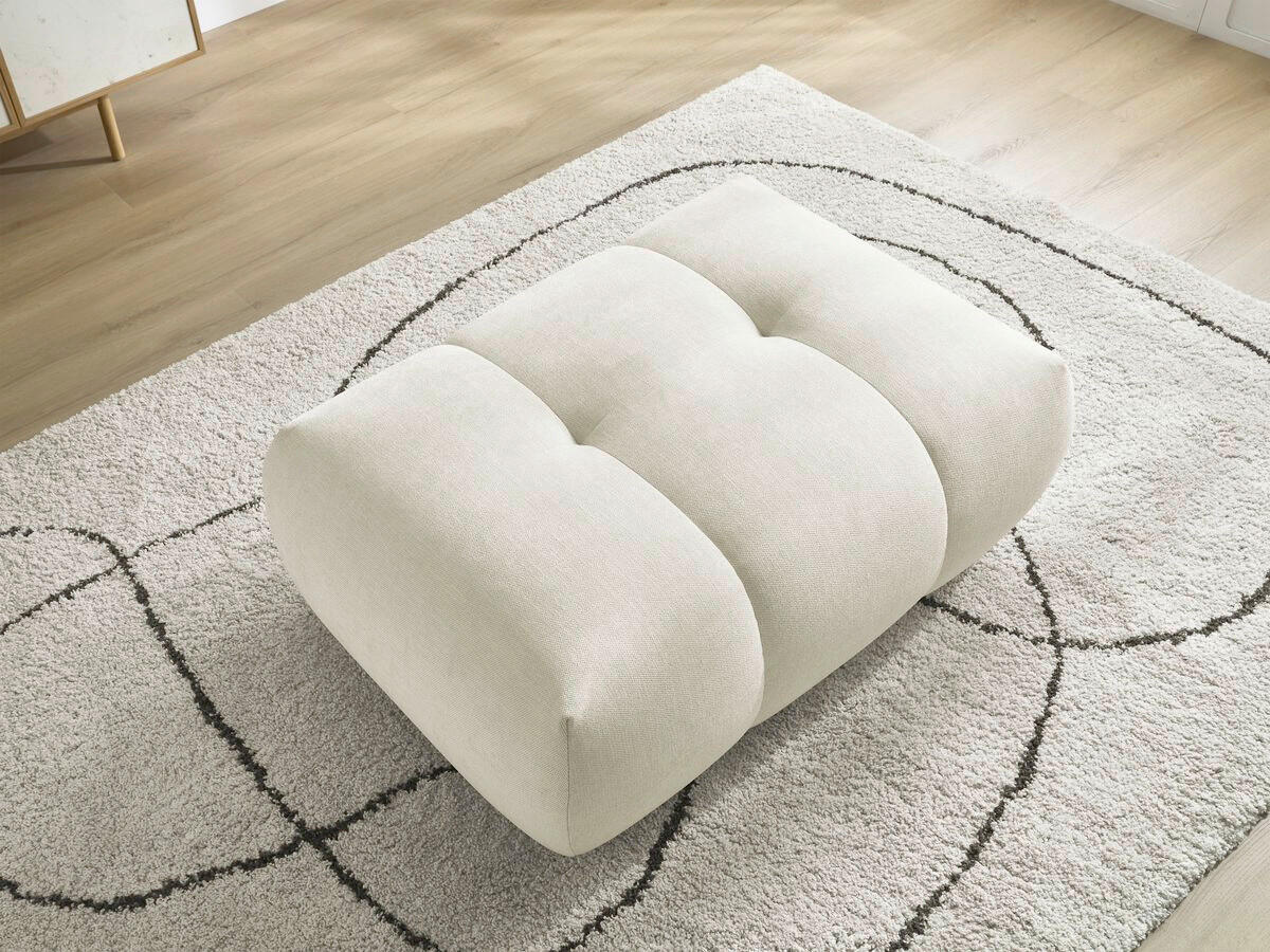 HOCKER FUJI  Leinenoptik Beige  - Beige/Schwarz, MODERN, Kunststoff/Textil (112/44/80cm)