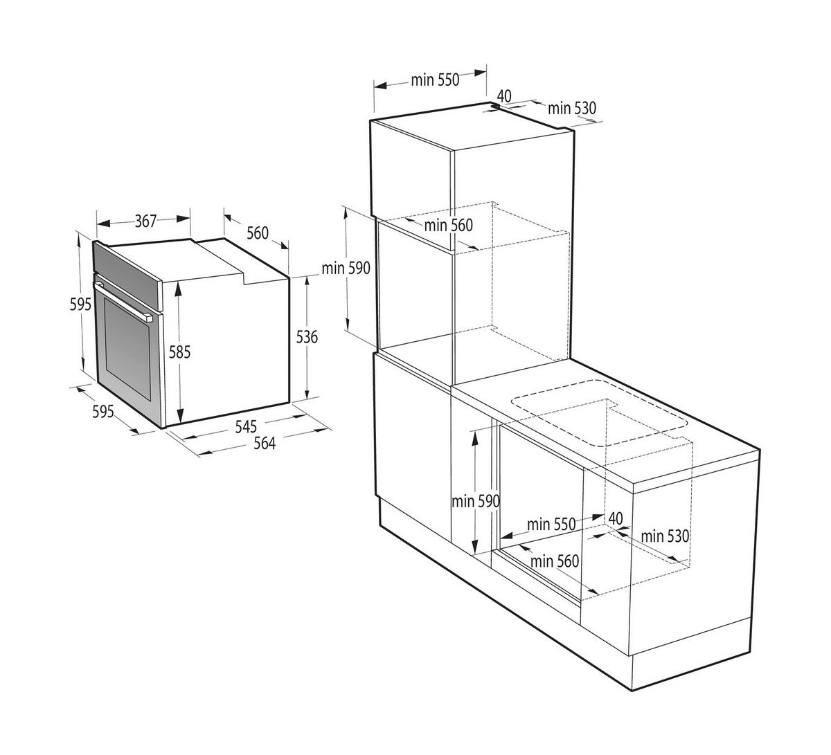 EINBAUBACKOFEN BPS6737E04DBG  - Schwarz, Basics, Glas/Metall (59,5/59,5/56,4cm) - Gorenje