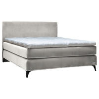 BOXSPRINGBETT 200/220 cm  in Greige  - Greige/Schwarz, KONVENTIONELL, Holz/Textil (200/220cm) - Sjöholm