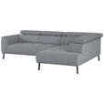 ECKSOFA in Webstoff Hellgrau  280/205 cm  - Hellgrau/Schwarz, Design, Textil/Metall (280/205cm) - Xora