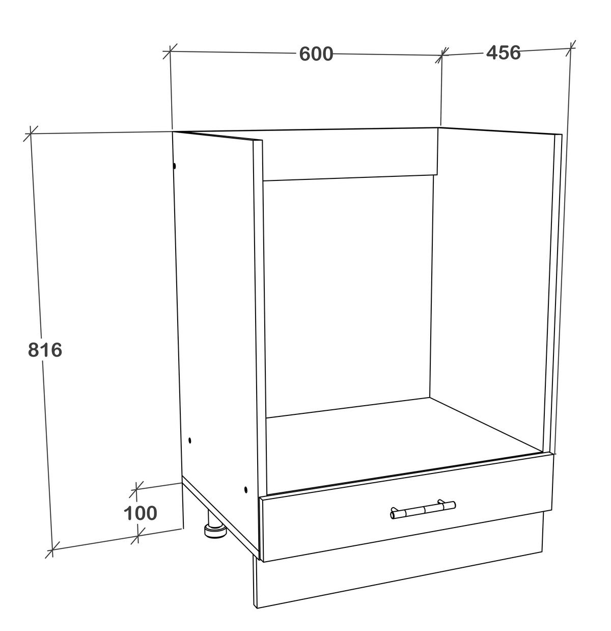 HERDUMBAUSCHRANK 60/82/46 cm  in Weiss, Sonoma Eiche  - Weiss/Alufarben, Design, Holzwerkstoff/Metall (60/82/46cm) - MID.YOU