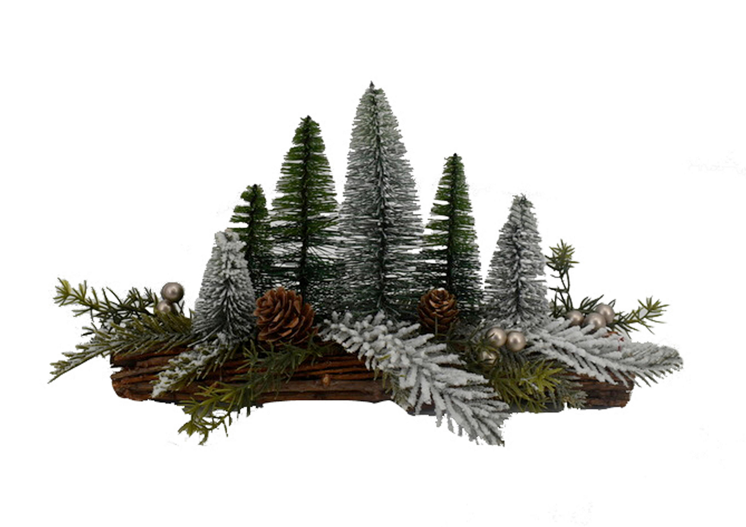 DEKOPFLANZE - Waldgrün/Weiß, LIFESTYLE, Naturmaterialien/Holz (30/8/19cm) - X-Mas