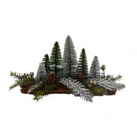 DEKOPFLANZE - Waldgrün/Weiß, LIFESTYLE, Naturmaterialien/Holz (30/8/19cm) - X-Mas