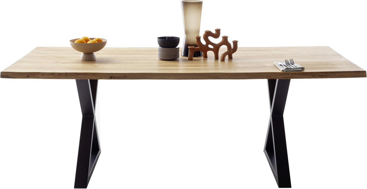 ESSTISCH in Holz 200/100/76 cm  - Wildeiche/Schwarz, Konventionell, Holz/Metall (200/100/76cm) - Valdera