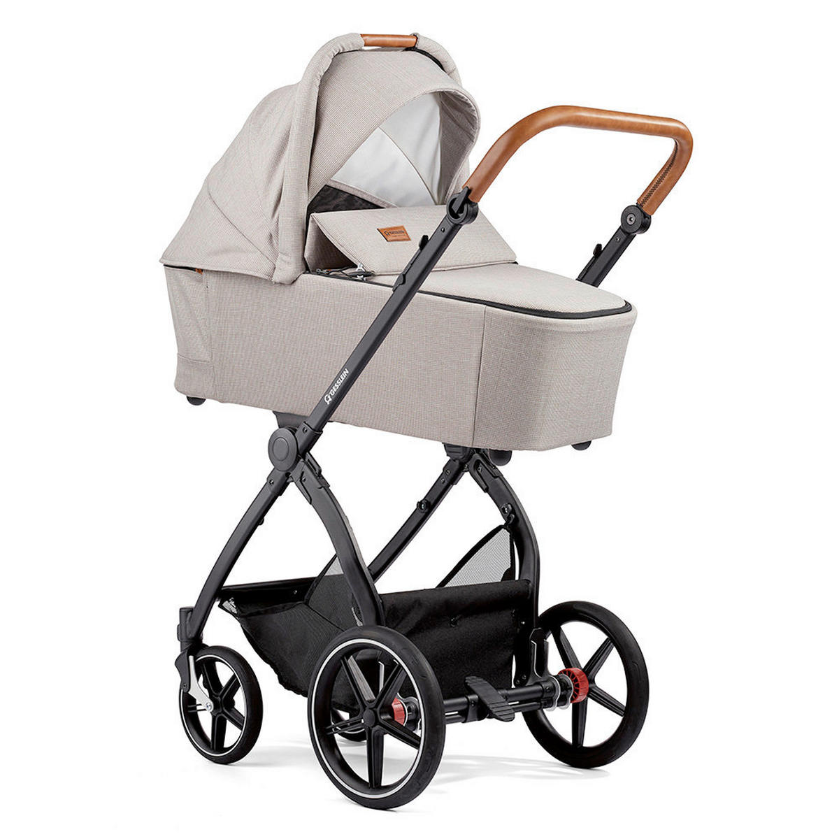 KINDERWAGENSET  FX4 Swing Set  Beige-Cognac  - Khaki/Cognac, Basics, Textil (100/55/130cm) - Gesslein