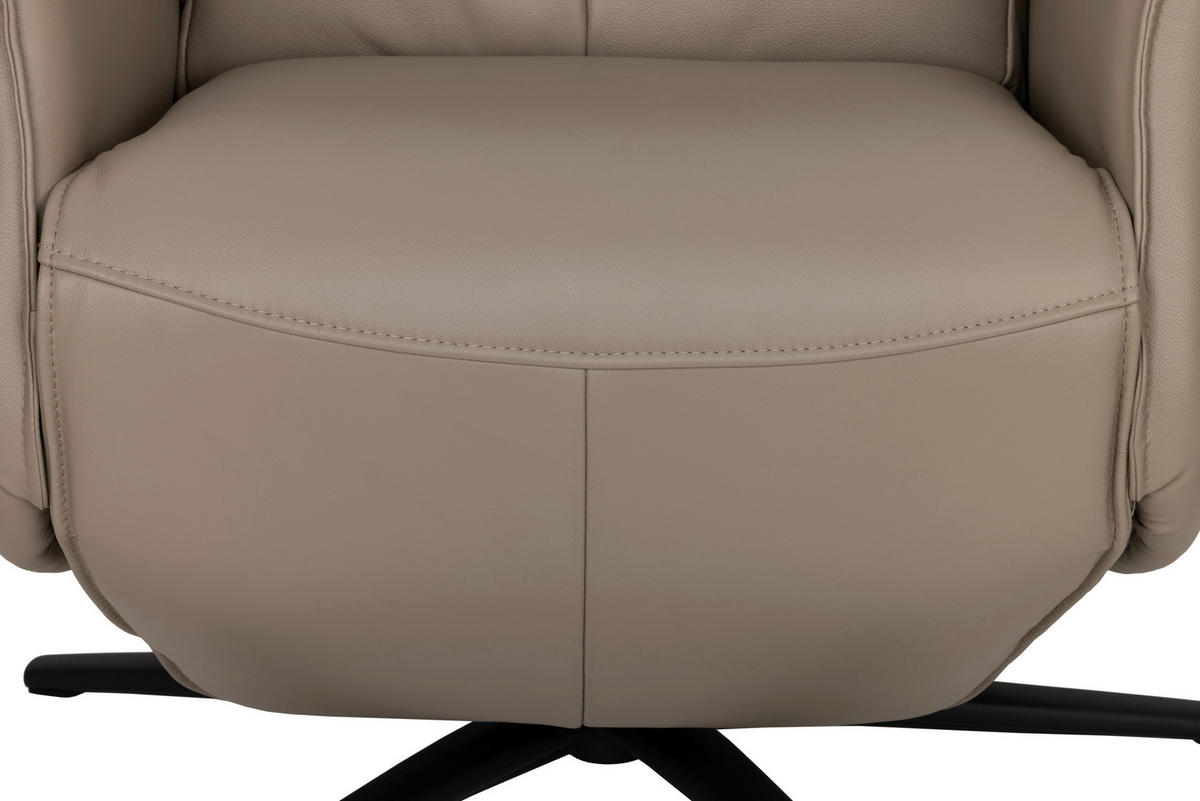 RELAXSESSEL Lederlook Echtleder    - Schwarz/Grau, Design, Leder/Holz (79/110/83cm) - Livetastic