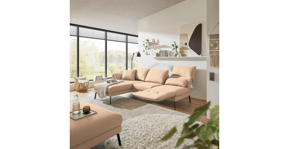 ECKSOFA  in Flachgewebe Lachsfarben  175-224/255-365 cm  - Schwarz/Lachsfarben, Design, Textil/Metall (175-224/255-365cm) - Dieter Knoll