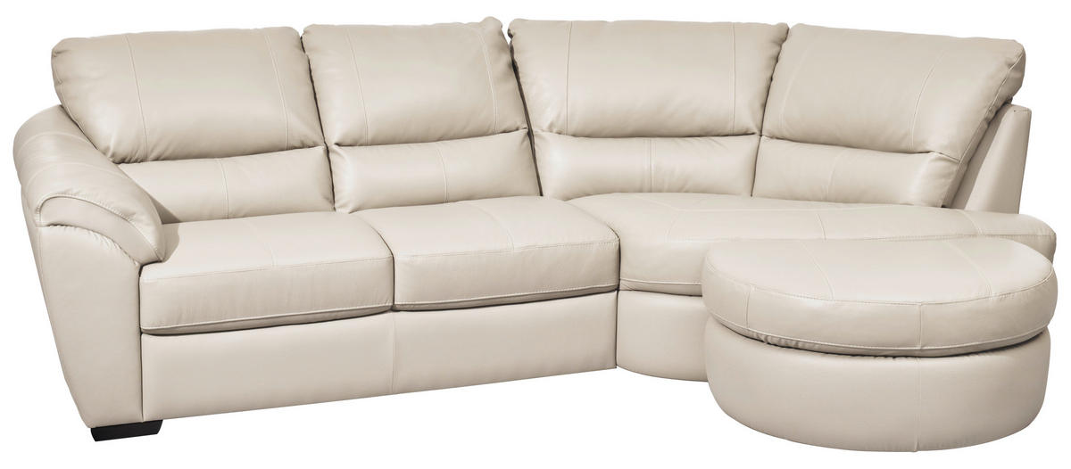 ECKSOFA Weiß Kombination Echtleder/Lederlook  - Wengefarben/Weiß, KONVENTIONELL, Leder/Holz (273/194cm) - Livetastic