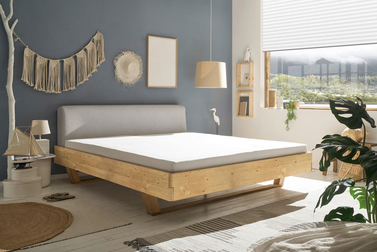 BETT 180/200 cm  in Fichtefarben  - Fichtefarben/Hellgrau, MODERN, Holz (180/200cm) - MID.YOU