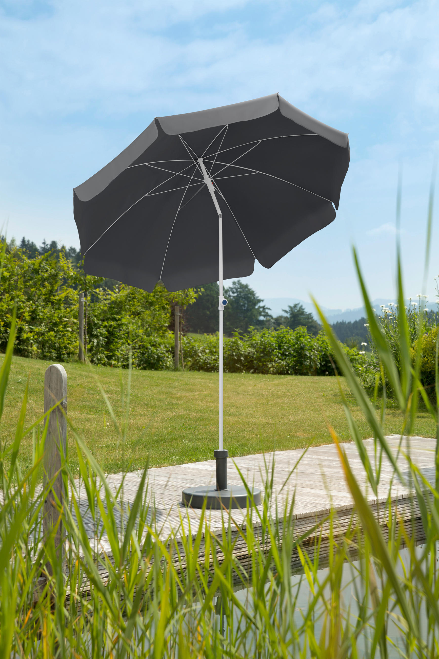SONNENSCHIRM 200 cm Anthrazit  - Anthrazit/Weiß, Basics, Textil/Metall (200/215/200cm) - Schneider