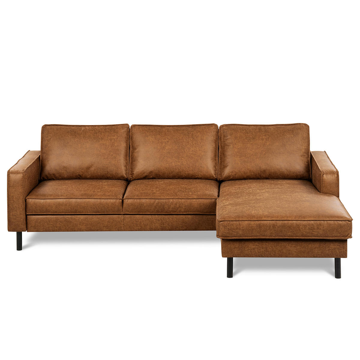 ECKSOFA Hellbraun Echtleder Lederlook Bettkasten, Schlaffunktion, Rücken echt  - Hellbraun/Schwarz, Design, Leder/Textil (166/238cm) - Livetastic