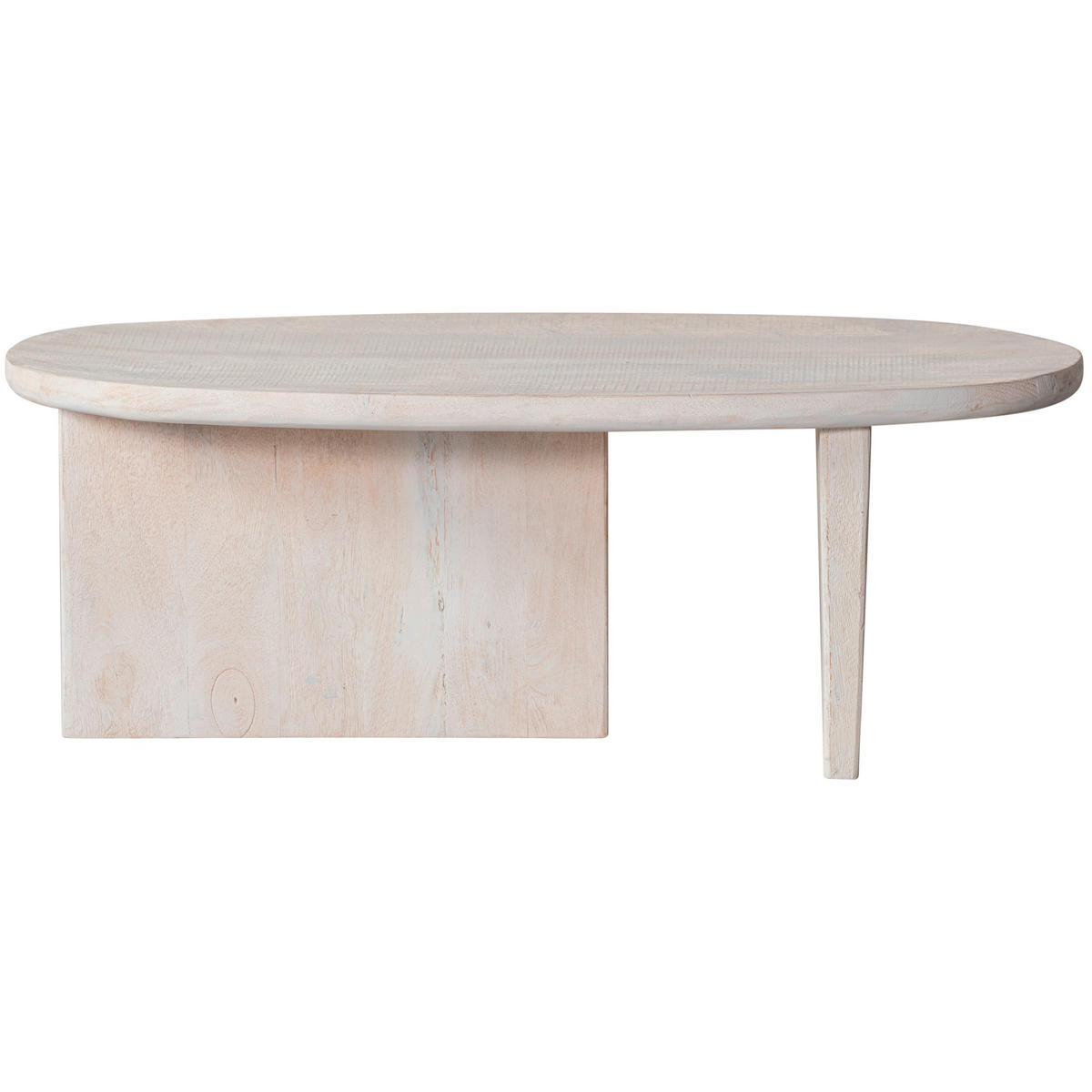 COUCHTISCH Seam Mangoholz massiv 110/60/40 cm oval Weiß, Naturfarben  - Weiß/Naturfarben, Design, Holz (110/60/40cm) - Livetastic