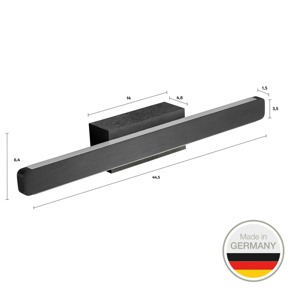 LED-WANDLEUCHTE 650   - Schwarz, Design, Metall (6/44/6cm) - Ambiente